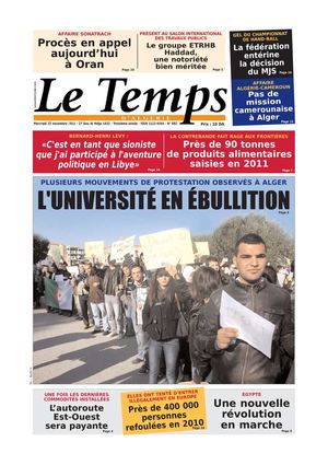 Le Temps d'Algérie Edition du Mercredi 23 Novembre 2011