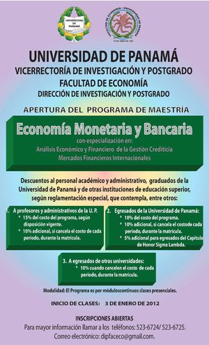 Afiche de la Maestría en Economía Monetaria y Bancaria