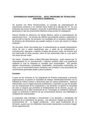 SISTEMATIZACIÓN DE EXPERIENCIAS SIGNIFICATIVAS