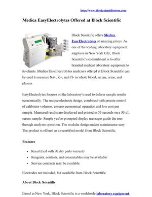 Medica EasyElectrolytes Offered at Block Scientific