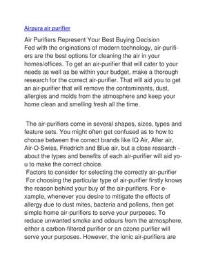 Airpura air purifier