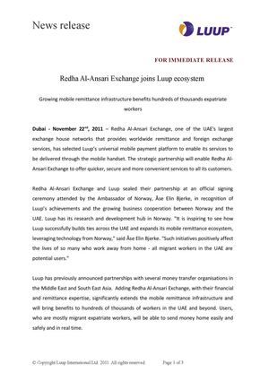 Redha Al-Ansari Exchange joins Luup ecosystem