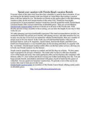 Spend your vacation with Florida Beach vacation Rentals