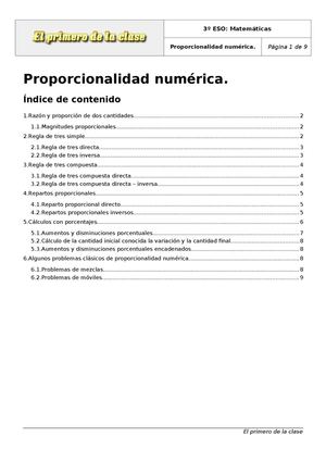 3º ESO. Proporcionalidad numérica.