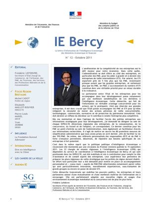 IE Bercy La lettre d’information de l’Intelligence Economique des Ministères économique et financier N 12 – Octobre 2011