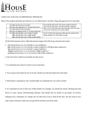 One as an impersonal pronoun