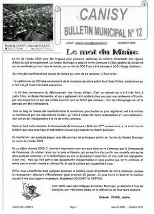 Canisy - Bulletin municipal n°12 - Janvier 2005