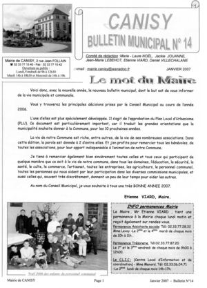 Canisy - Bulletin municipal n°14 - Janvier 2007