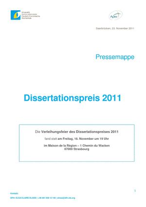 Dissertationspreis 2011 der Deutsch-Französischen Hochschule