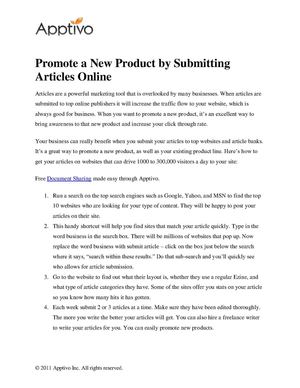 Promote a New Product by Submitting Articles Online