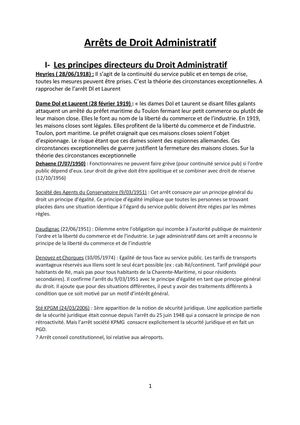Arrêts Importants de la Jurisprudence Administrative