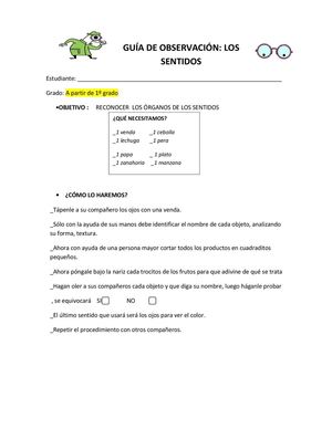 Modelos de guías de observación y experimentación