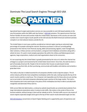 Dominate The Local Search Engines Through SEO USA