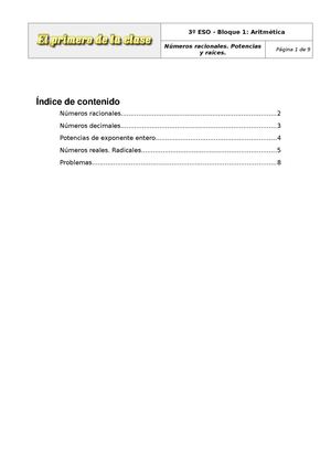 3º ESO. Ejercicios: fracciones, potencias y raíces I