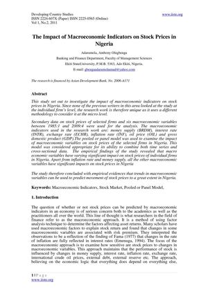 1.[1-14]The Impact of Macroeconomic Indicators on Stock Prices in Nigeria