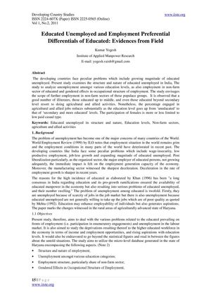 2.[15-26]Educated Unemployed and Employment Preferential Differentials of Educated - Evidences from Field