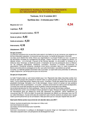 Synthèse des évaluations des participants 