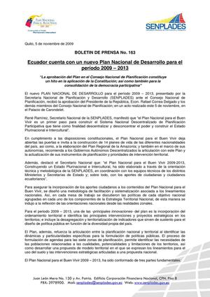 Plan Nacional de desarrollo