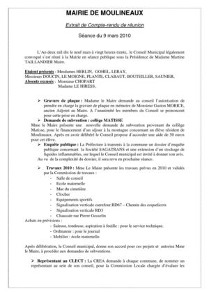 conseil municipal du 9 mars 2010