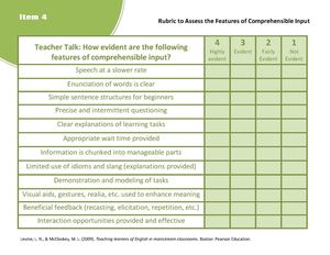 4 Rubric for Comprehensible Input