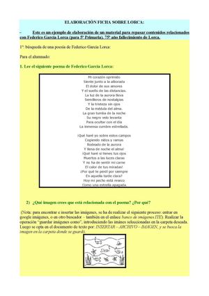 Elaboración de un recurso TIC (tarea para 5º-6º primaria (75º año Federico García Lorca).