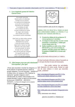 Libreto para el refuerzo de contenidos F.G. Lorca (75º año Lorca).