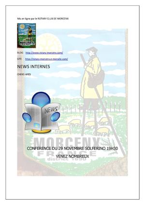 NEWS LETTER DU 28 NOV 2011