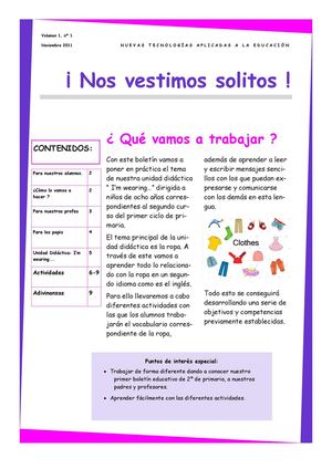 Boletín Educativo: ¡ Nos vestimos solitos !