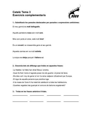 EXERCICIS COMPLEMENTARIS CATALÀ TEMA-3
