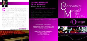 Dépliant du Conservatoire de musique de la ville d'Orange