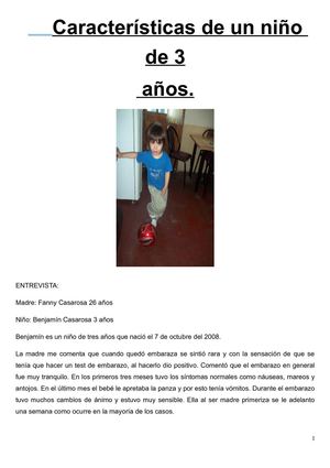 Características de un niño de tres años