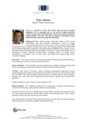 TIA Facilitator - Paul Izbicki