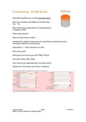 Profile Script  Conferencing