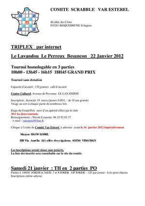 TH3 TRIPLEX LE LAVANDOU LE PERREUX BESANCON - 22/01/2012