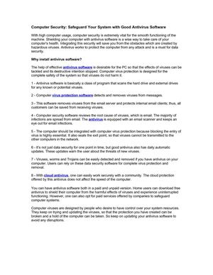 Computer Security: Safeguard Your System with Good Antivirus Software