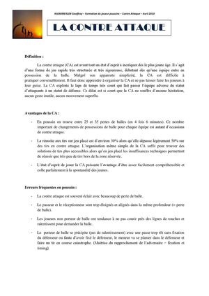 Contre attaque chez les poussins données théoriques