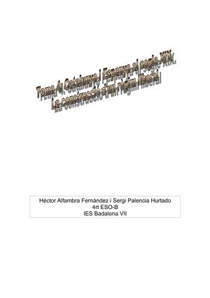 Tema 4: Catalunya i Espanya al segle XIX. La construcció del règim liberal