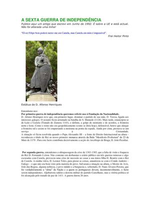 A SEXTA GUERRA DE INDEPENDÊNCIA