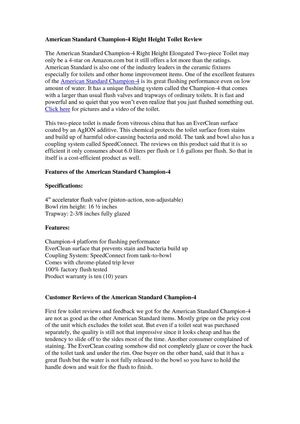 Review of the American Standard Champion-4 Toilet