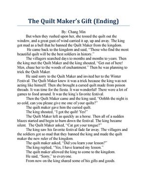 The quilt maker's gift ending