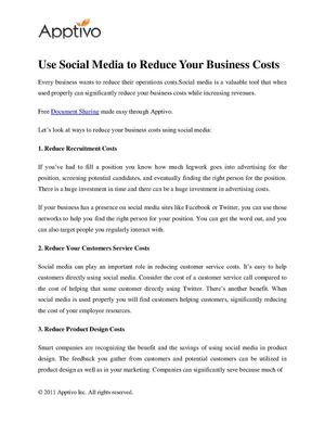 Use Social Media to Reduce Your Business Costs