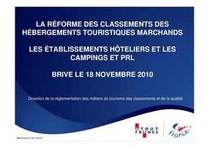 Diaporama sur les nouveaux classements des hébergements