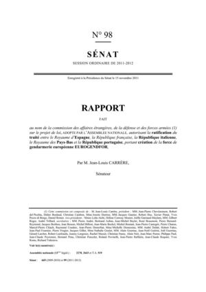 Projet de loi portant création de la force de gendarmerie européenne EUROGENDFOR
