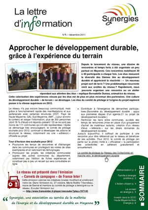 Lettre d'info SYNERGIES - déc 2011