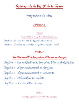 5ème - Partie 2 - Chapitre 1 : Modifications de l'organisme liées à l'effort physique