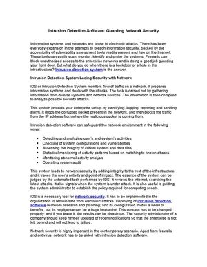 Intrusion Detection Software: Guarding Network Security 