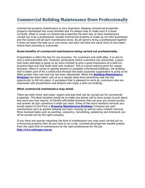 Commercial Building Maintenance Done Professionally