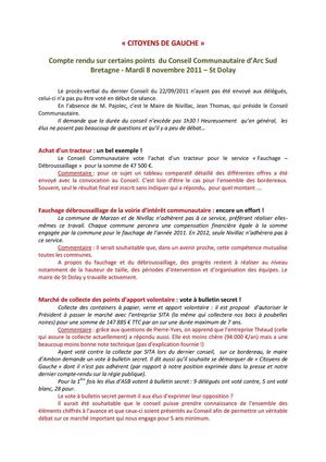 compte-rendu du CC du 8 novembre 2011