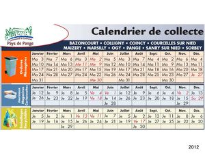Calendrier 2012 Secteur Bazoncourt