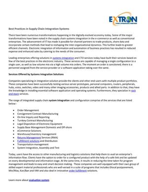 Best Practices in Supply Chain Integration Systems